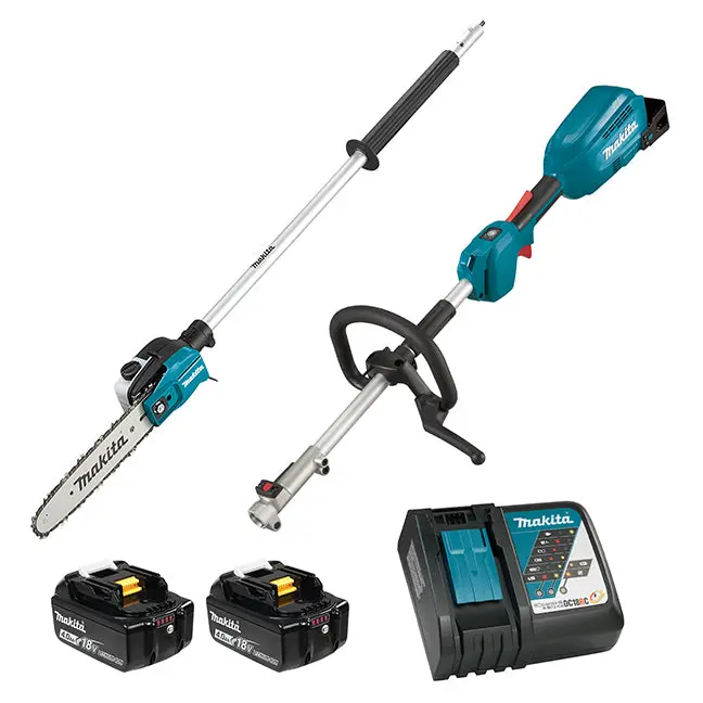 Makita Dux18rmx12 18V Lxt Brushless Split Shaft Power Unit W/Ey402mp Pole Chainsaw Kit 1