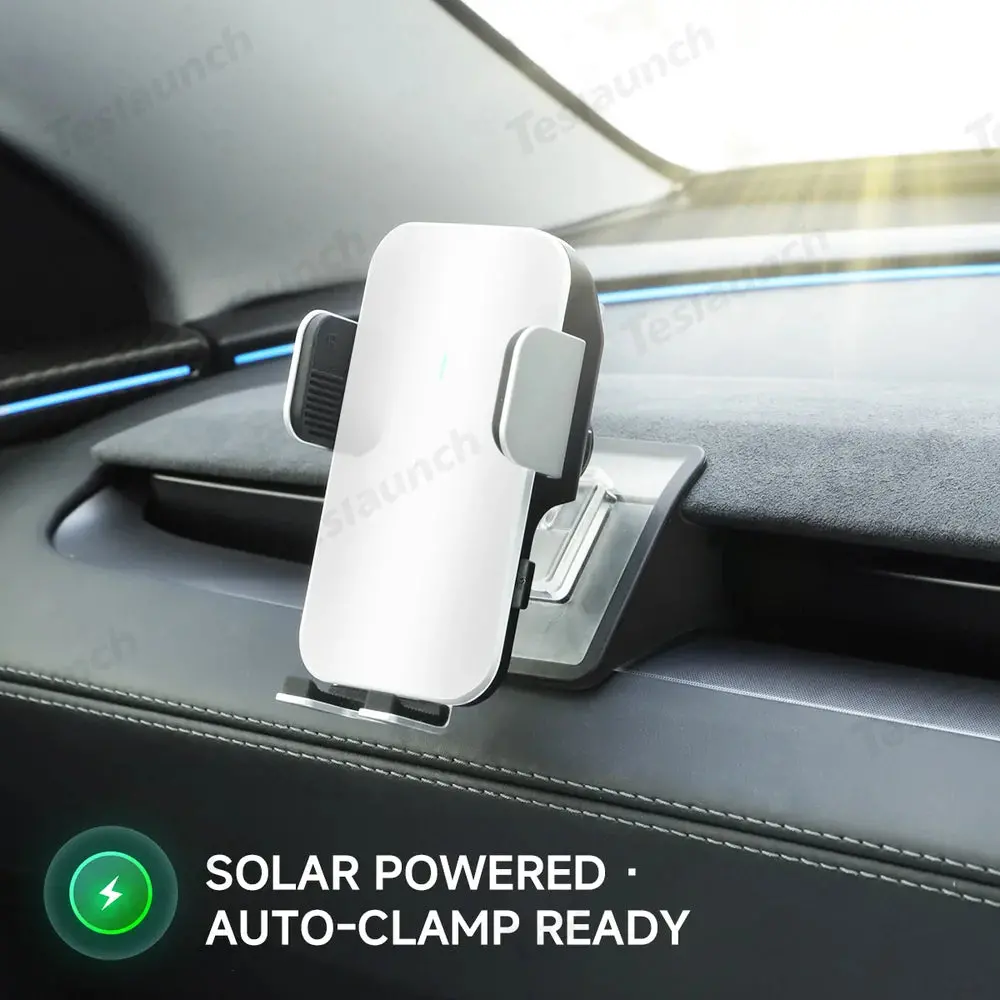 Dashboard Phone Holder With Solar Auto Clamp For Tesla Model Y Juniper 2025+ 3