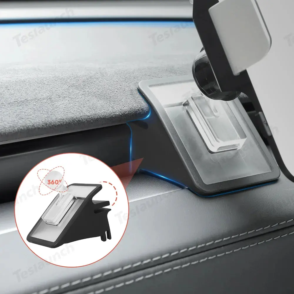 Dashboard Phone Holder With Solar Auto Clamp For Tesla Model Y Juniper 2025+ 4