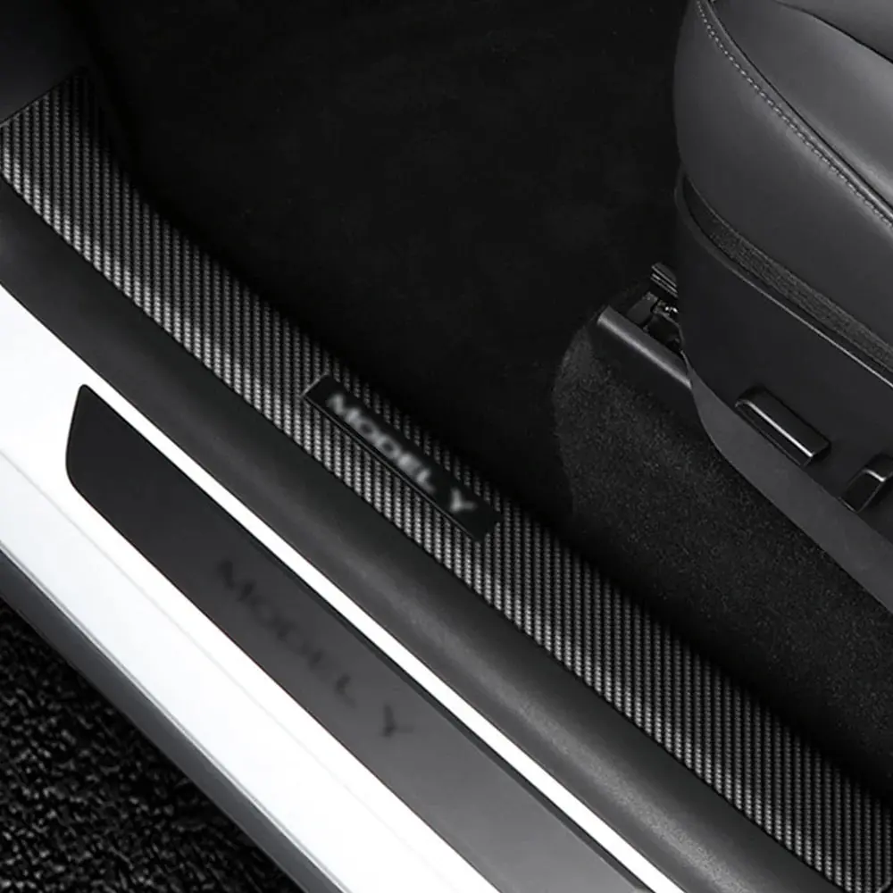 Carbon Fiber Color Door Sill Protector + Trunk Sill Protector For Tesla Model Y 2021-2024 1