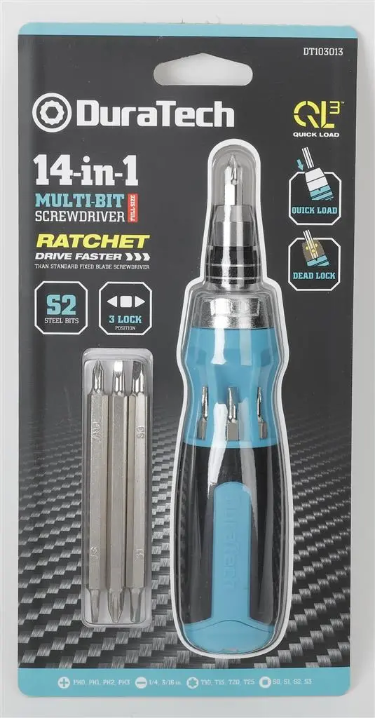 Duratech 14 In 1 Ratcheting Multi-Bit Regular Quickload Screwdriver Set 1