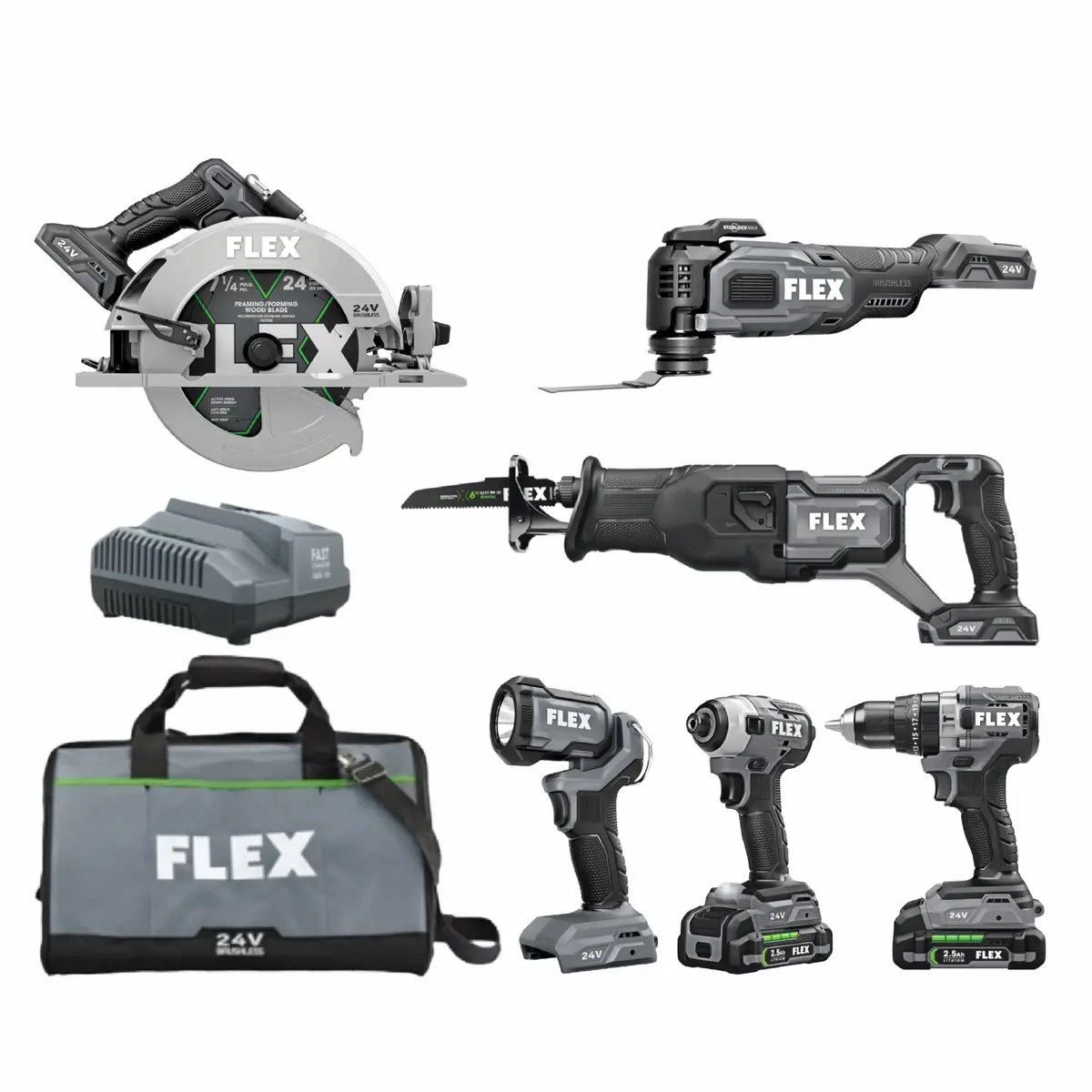 Flex Fxm601-2B 24V 5.0Ah + 2.5Ah Kit 6-Tool Combo Kit 1