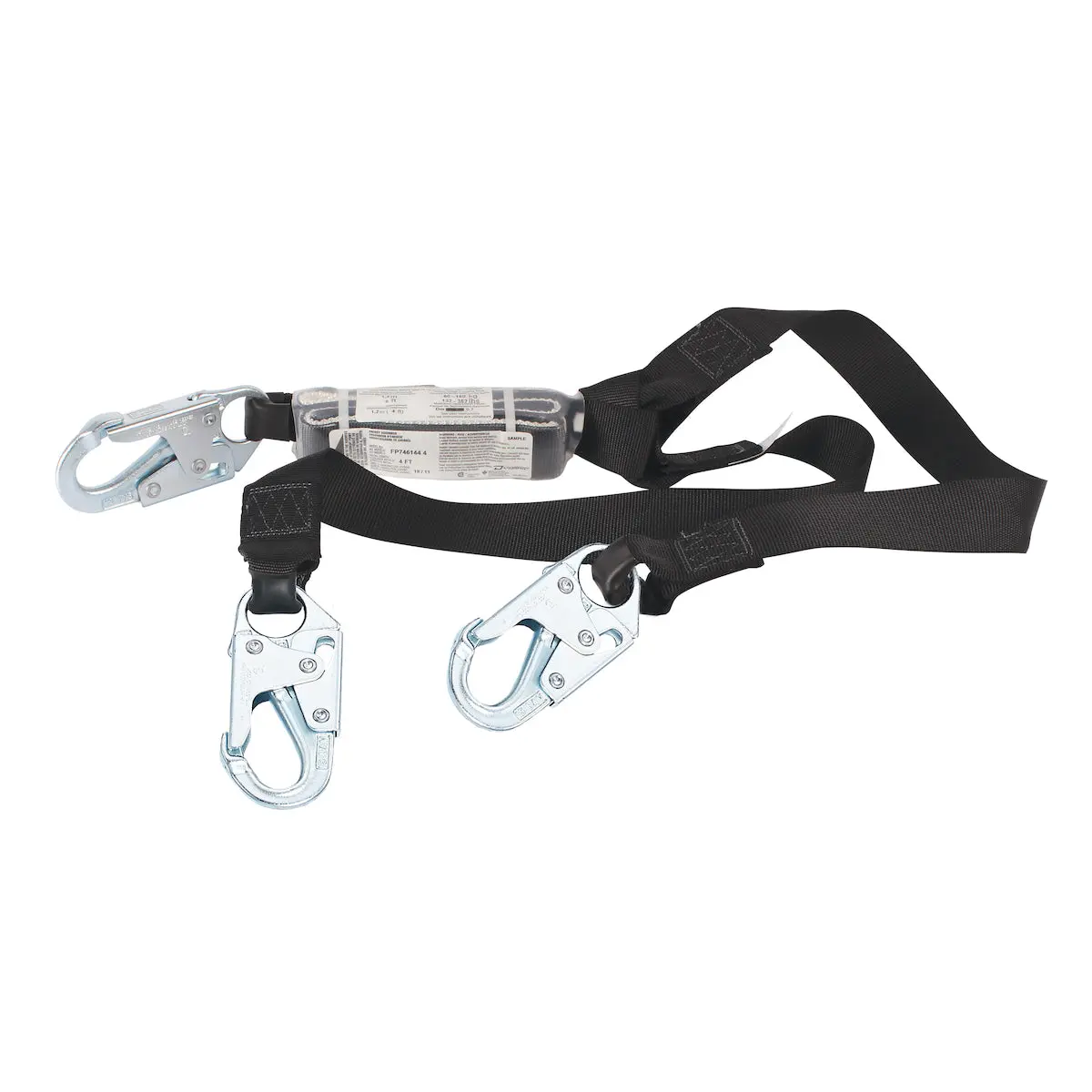 Dynamic Fp746111/6 Dbl Leg Fixed Y-Lanyard W/Energy Absorber & Snap Hooks 6 Ft. 1