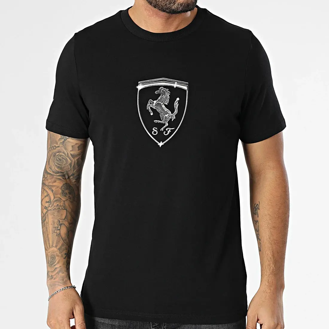 Puma Ferrari Race Tonal Shield Tee Black 1