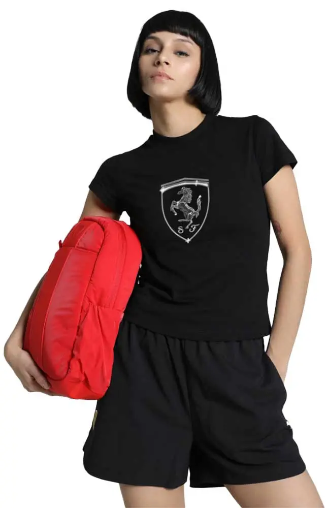 Scuderia Ferrari F1 Ladies Big Shield Tonal Tee Black 1