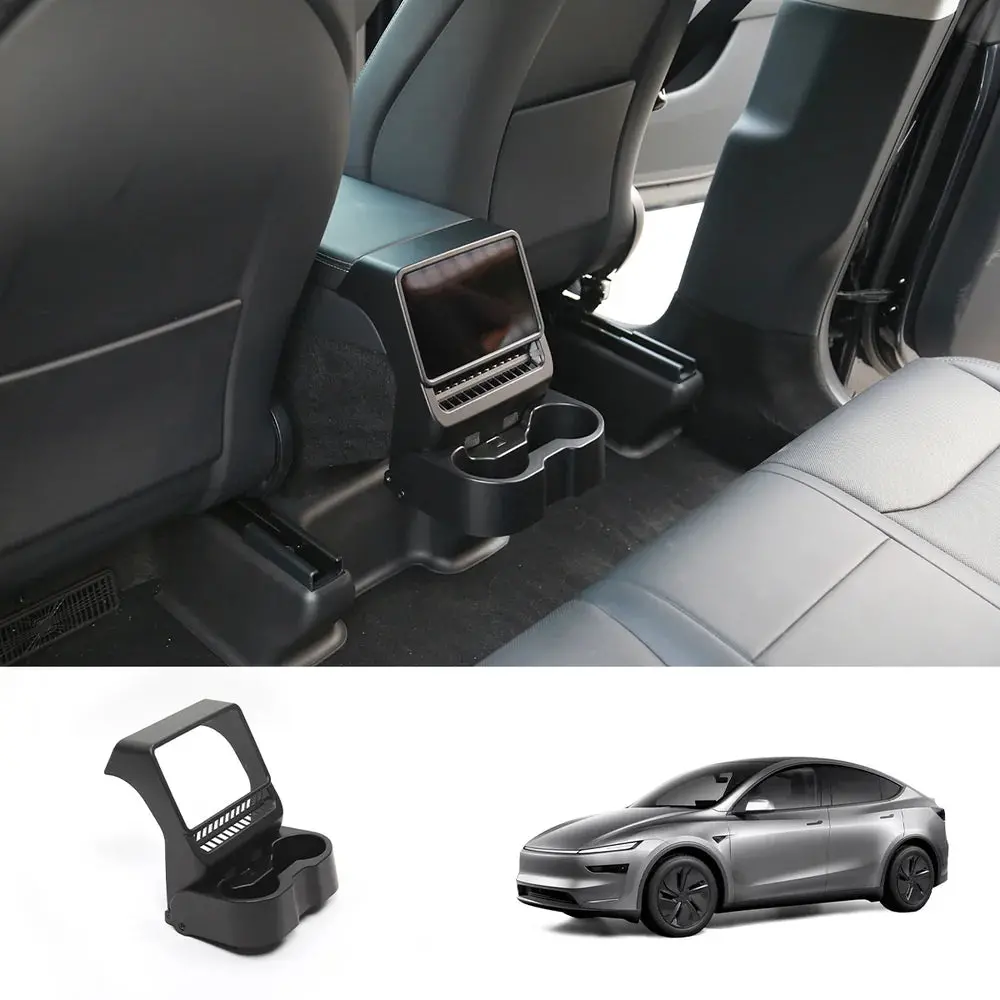 Multi-Functional Foldable Rear Console Cup Holder For Tesla Model Y Juniper 2025+ / Model 3 Highland 2024+ 1
