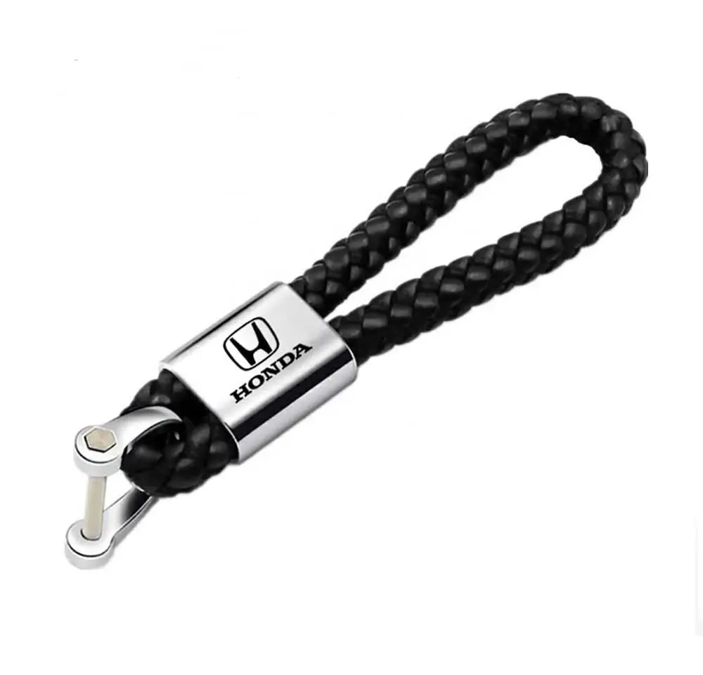 Honda Black Leather Rope Keychain 1