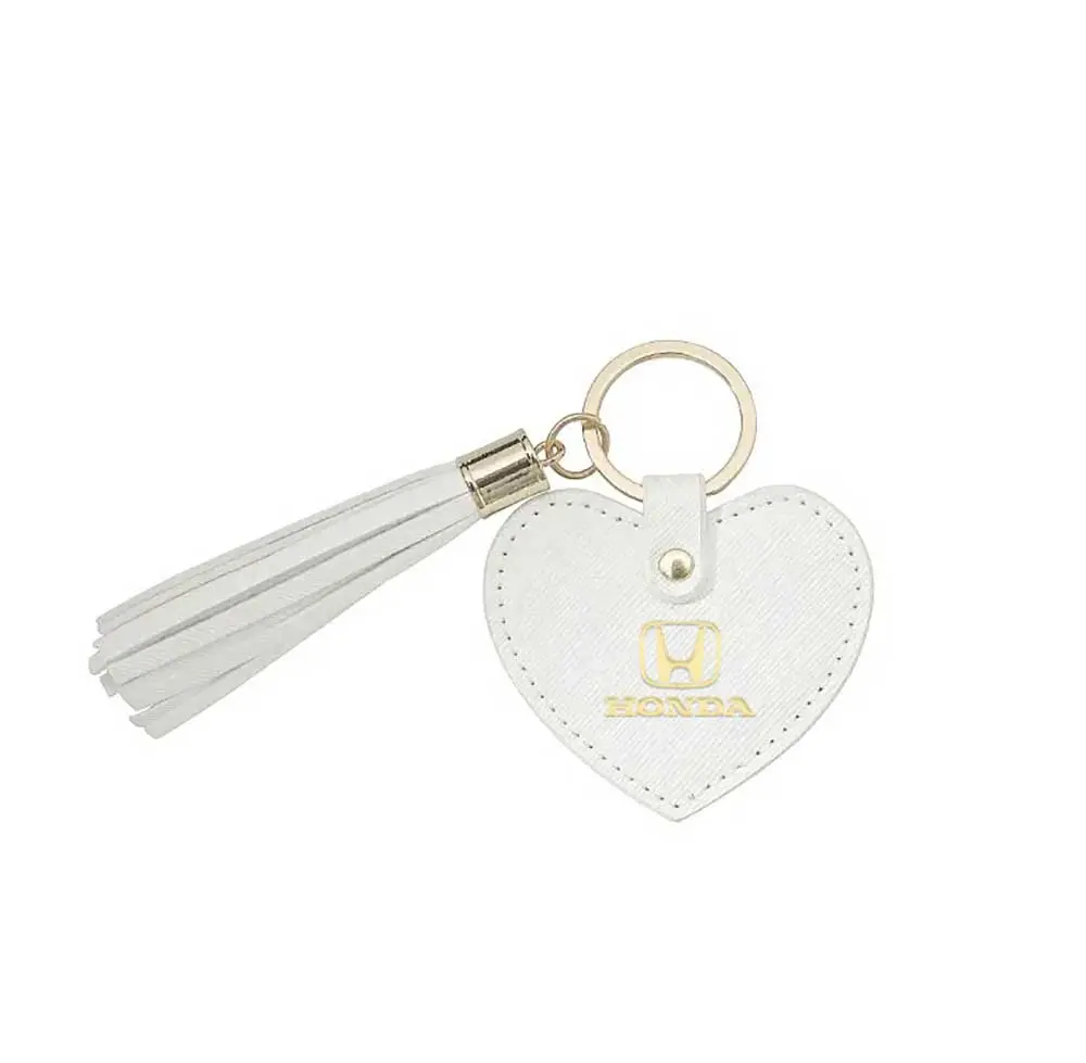 Honda White Heart Tassel Keyring 1