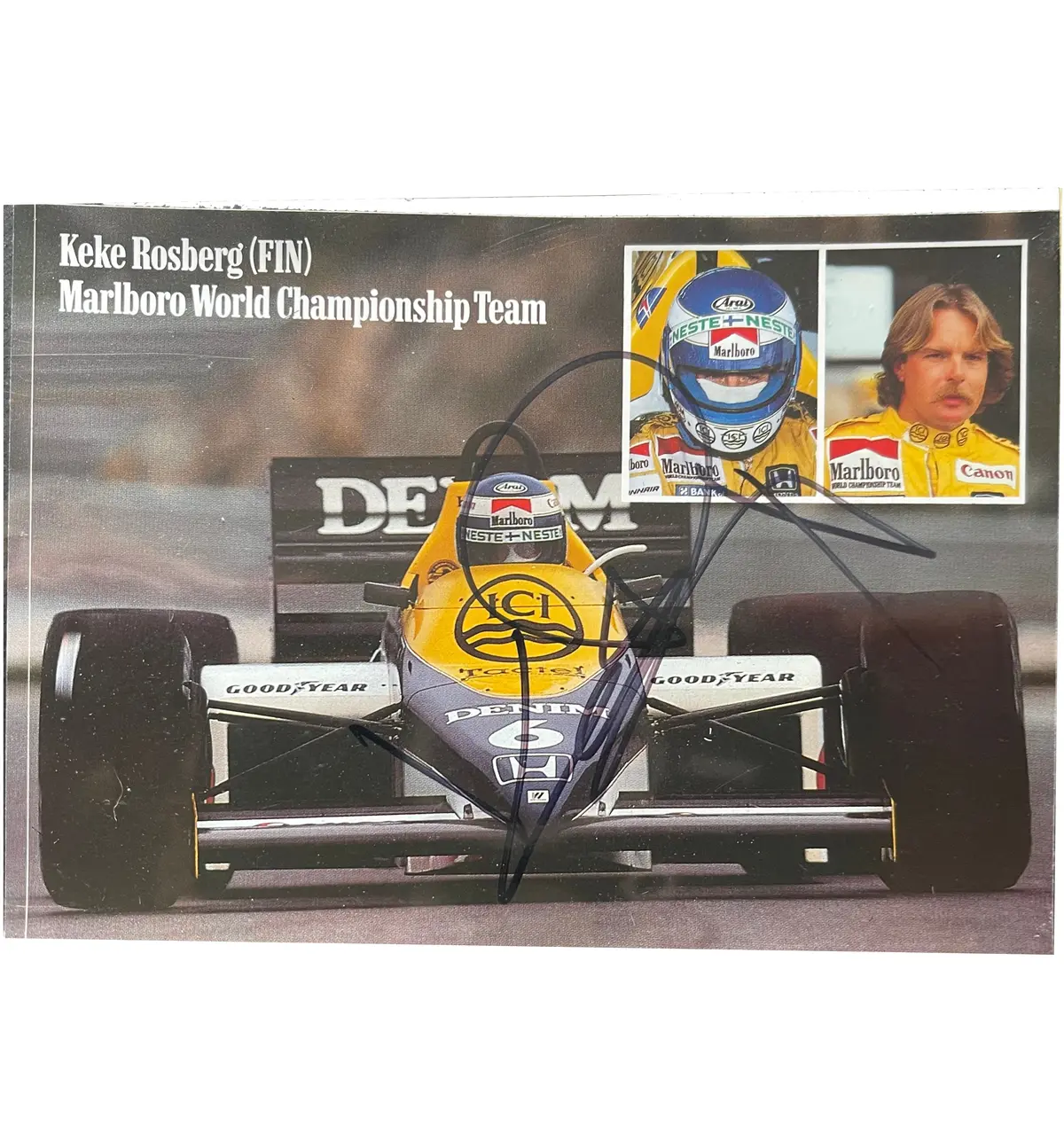 Marlboro-World-Championship-Team-Driver-Sticker-Keke-Rosberg - Williams Fw10 - Autographed 1
