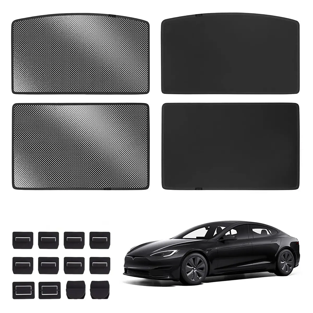 Upgrade Built-In Reflective Sunroof Sunshade For 2021+ Model S- Lightweight Reflective Silver Coated Sun Visor 1