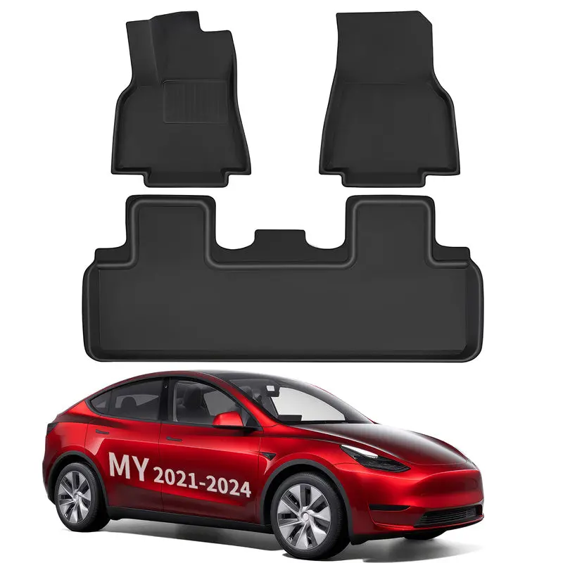 All Weather Xpe Interior Floor Mats Cargo Liners Set For Tesla 2021-2024 Model Y 5 Seater 1