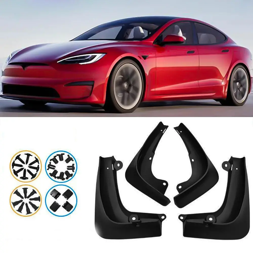 Model S Mud Flaps Custom Front Rear Mudguard Kit, No Drill Fender For Tesla(2016-2020) (4 Pcs) 1
