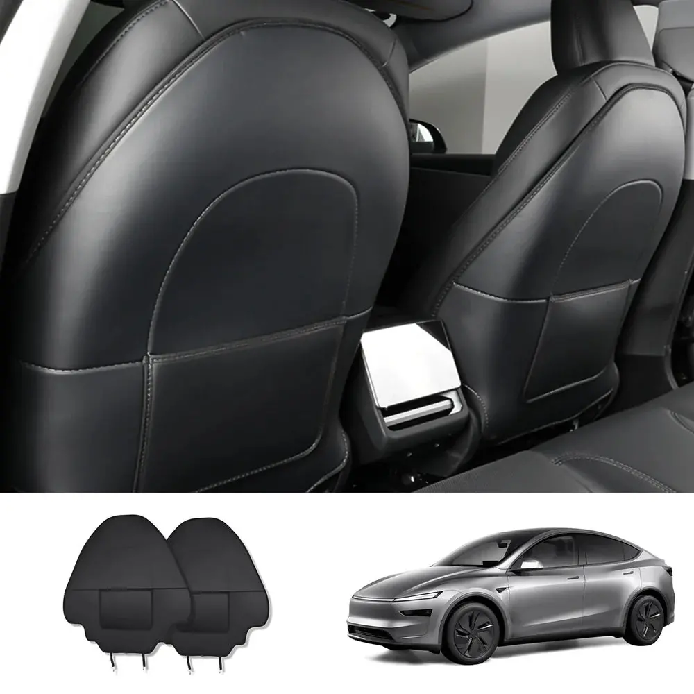 Nappa Leather Seat Back Kick Protector For Tesla Model Y Juniper 2025+ / Model 3 Highland 2024+ 1