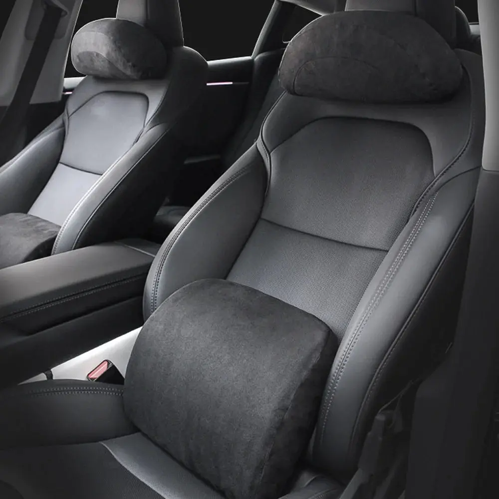 Alcantara Neck & Lumbar Support Pillow For Tesla Model 3/Y/X/S/Cybertruck 1