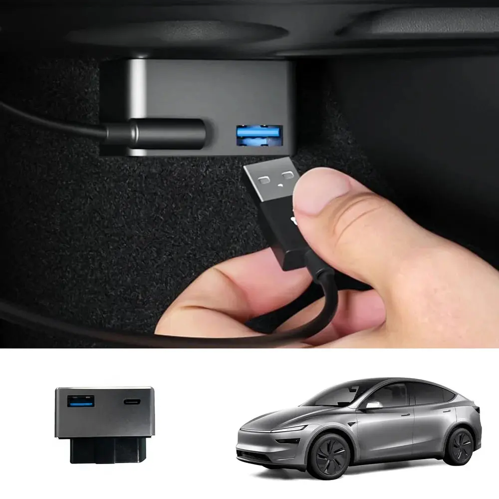 Obd Hub Adapter With 36W Dual Usb-A & Usb-C Fast Charger For Tesla Model Y Juniper 2025+ 1