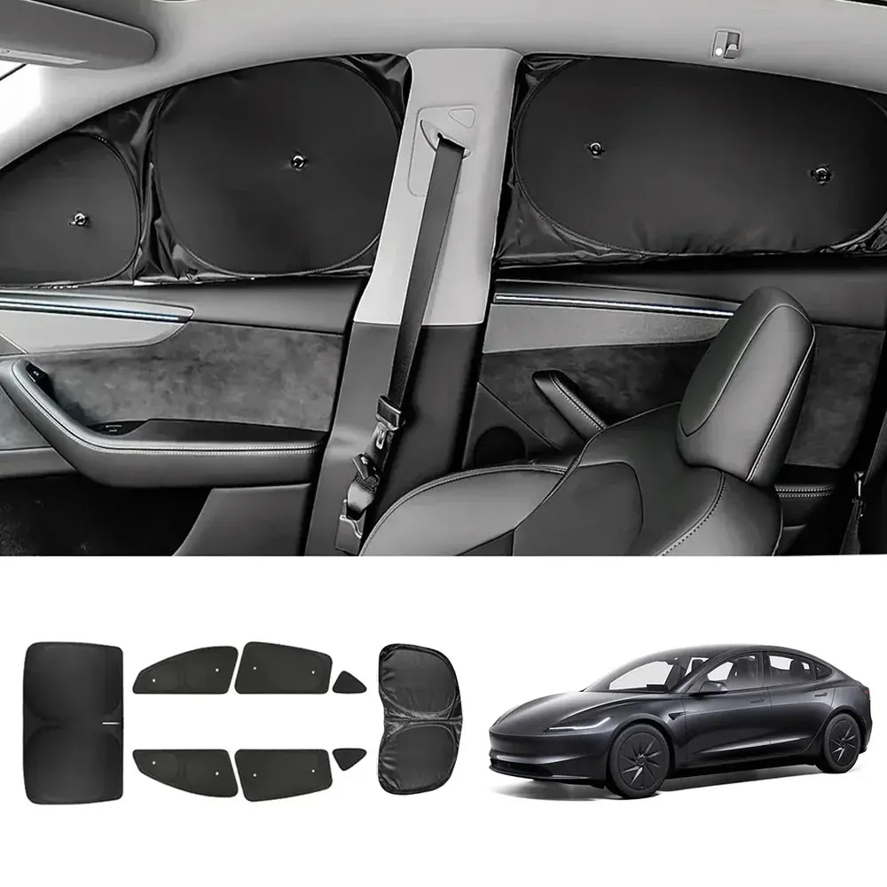 Privacy & Thermal Insulated Sunshades Curtains For Tesla Model 3 Highland Standard 2025+ 1
