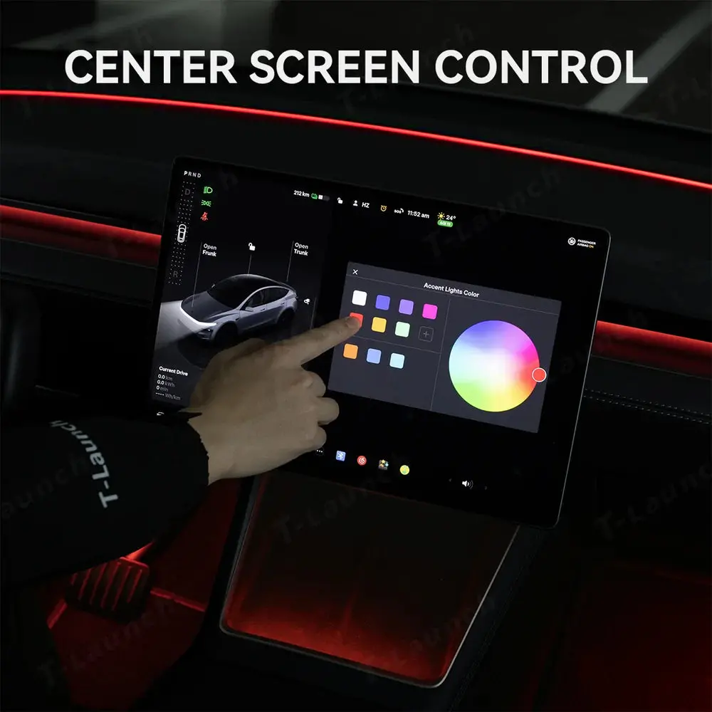 Interior Rgb Ambient Lighting Kit For Tesla Model Y Juniper / Model 3 Highland 2