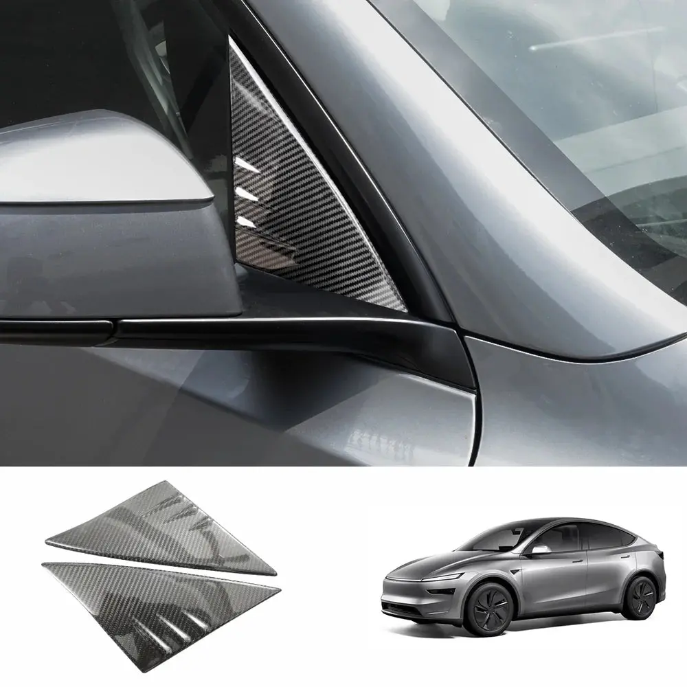 [Real Carbon Fiber] A-Pillar Triangle Window Cover Trim For Tesla Model Y Juniper 2025+ 1