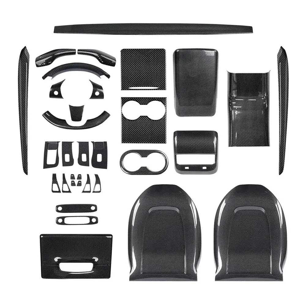 Real Carbon Fiber Interior Mods Wrap Kit For Tesla Model 3 / Y 14