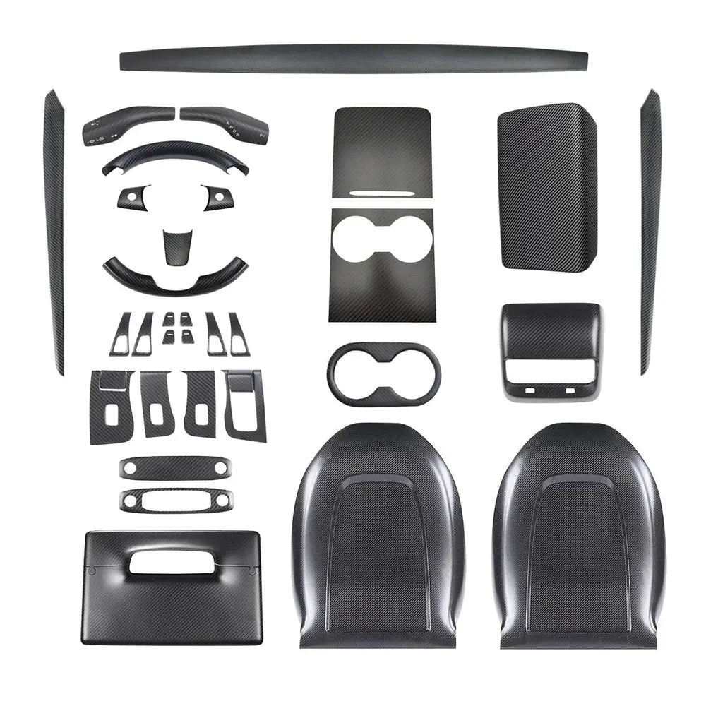 Real Carbon Fiber Interior Mods Wrap Kit For Tesla Model 3 / Y 28