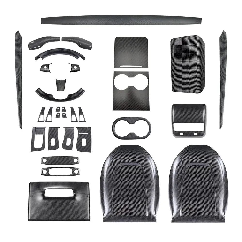 Real Carbon Fiber Interior Mods Wrap Kit For Tesla Model 3 / Y 19