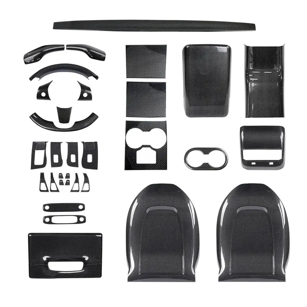 Real Carbon Fiber Interior Mods Wrap Kit For Tesla Model 3 / Y 24