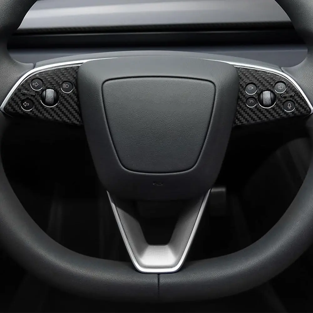 [Real Carbon Fiber] Steering Wheel Panel Covers (2Pcs) For Tesla Model 3 Highland 2024+ 1