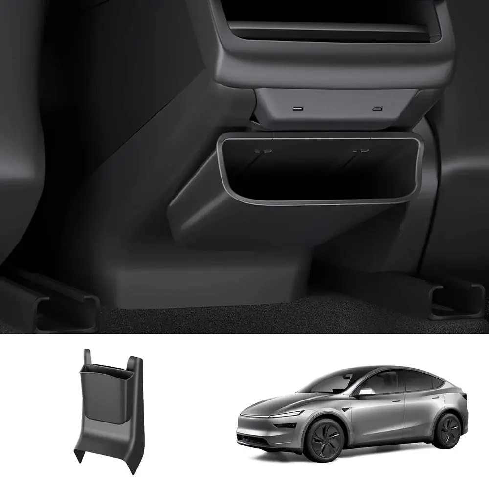 Rear Center Console Kick Guard & Storage Box For Tesla Model Y Juniper 2025+ / Model 3 Highland 2024+ 1