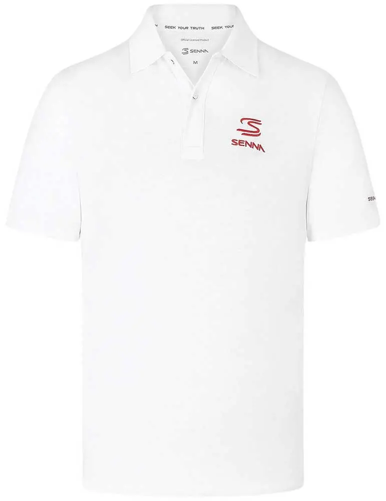 Ayrton Senna Ss Logo Polo Shirt White 1