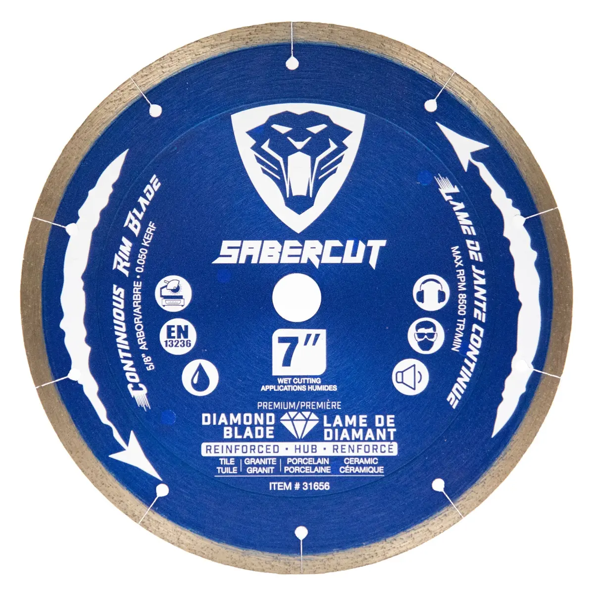 Sabercut 7 In. Silent Reinforced Hub Tile, Porcelain & Granite Segmented Diamond Blade 1