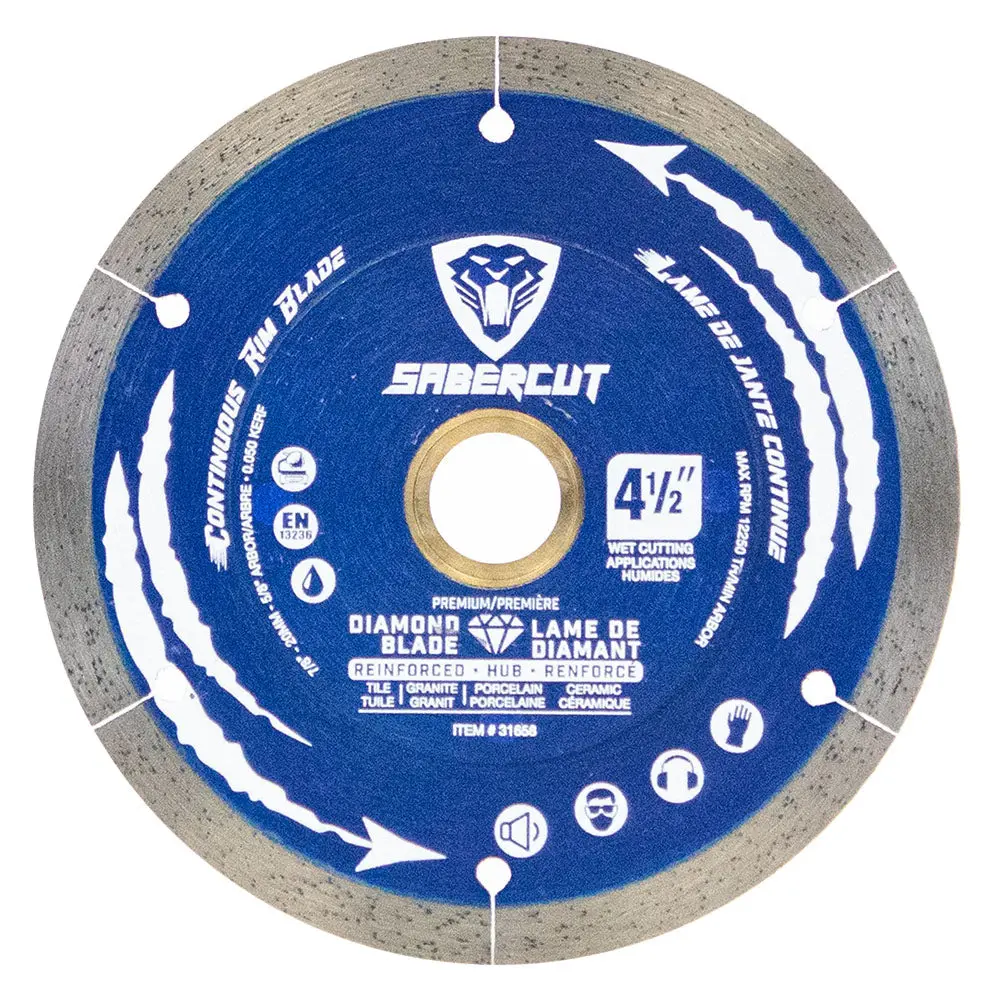 Sabercut 4-1/2 In. Silent Continuous Rim Tile, Porcelain & Granite Segmented Diamond Blade 1
