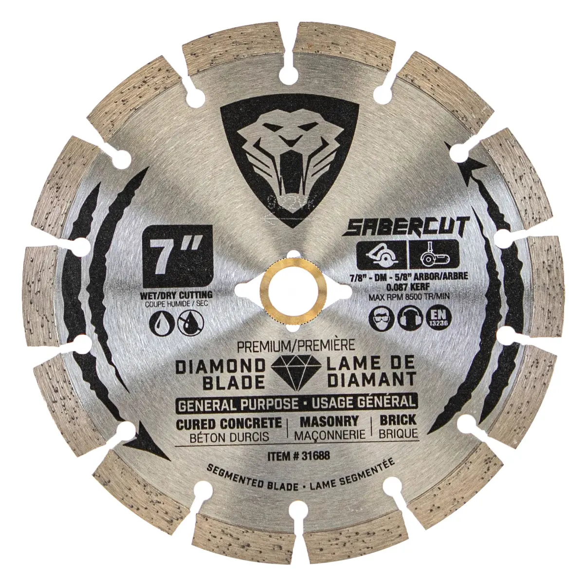 Sabercut 7 In. General Purpose Concrete, Brick & Masonry Segmented Diamond Blade 1