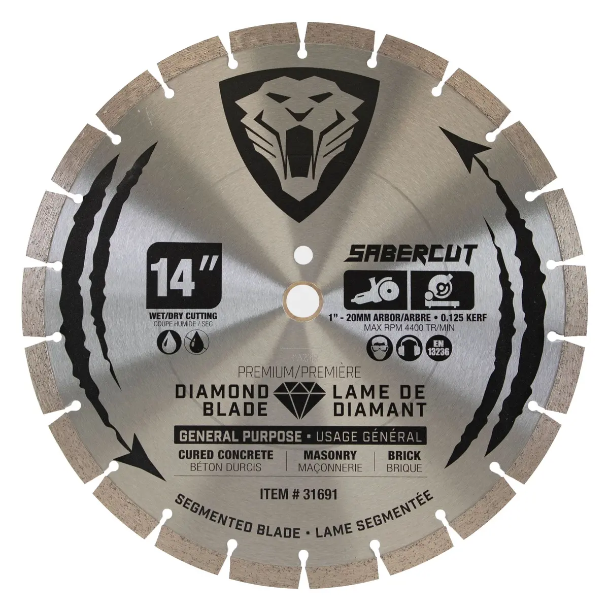 Sabercut 14-In. X 1-In.-20Mm Segmented Diamond Blade For Concrete, Brick & Masonry 1