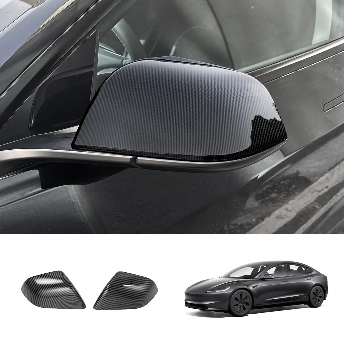 Side Mirror Cover Caps – Protective & Stylish Exterior Trim For Tesla 2024+ Model 3 Highland 1