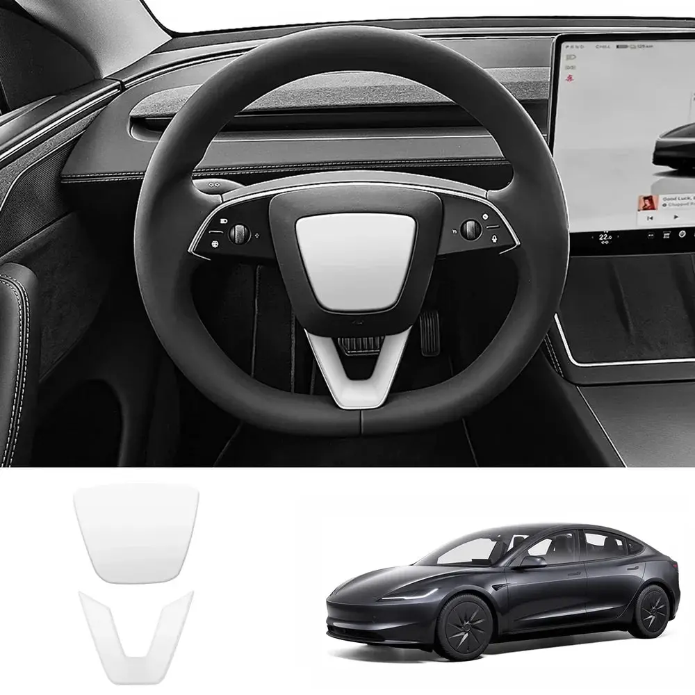Abs Steering Wheel Center & V-Shape Trim For Tesla Model 3 Highland Standard 2025+ 3
