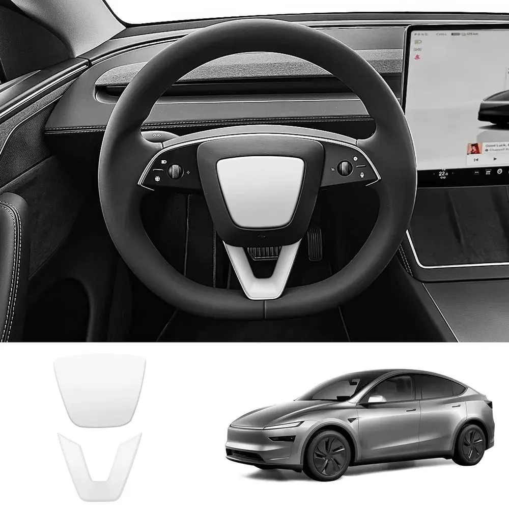 Abs Steering Wheel Center & V-Shape Trim For Tesla Model Y Juniper 2025+ / Model 3 Highland 2024+ 3