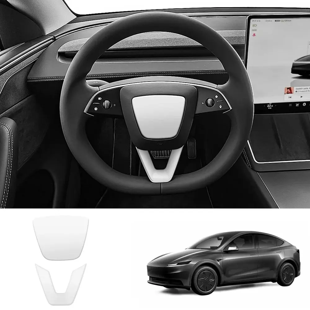 Abs Steering Wheel Center & V-Shape Trim For 2026 New Tesla Model Y Standard 3