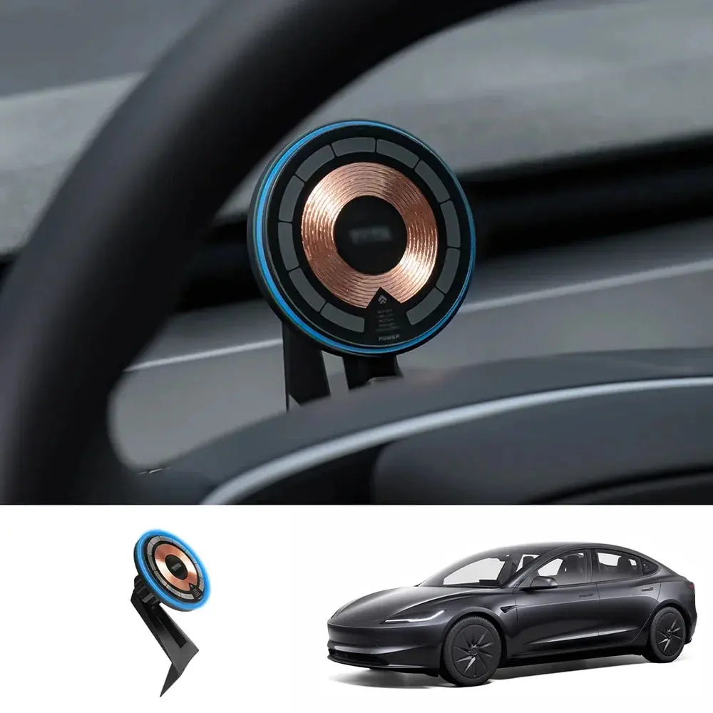 Steering Wheel Magnetic Magsafe Wireless Charging Phone Holder For Tesla Model 3 Highland Standard 2025+ 1