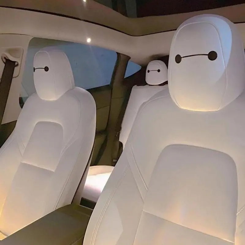 Model 3/Y/S/X/Cybertruck Baymax Headrest Stickers Decoration Sticker For Tesla(4 Pcs) 1