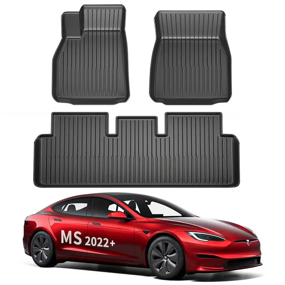 All Weather Tpe Interior Floor Mats Cargo Liners Set For Tesla 2022+ Model S 1