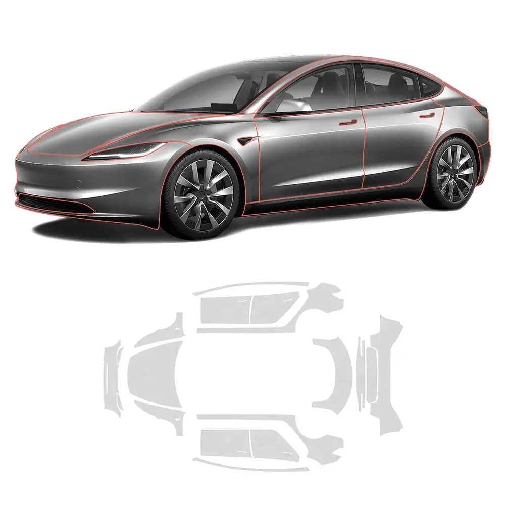 Glossy Tpu Invisible Full Car Paint Protection Film (Ppf) For Tesla Model 3 Highland 2024+ 6