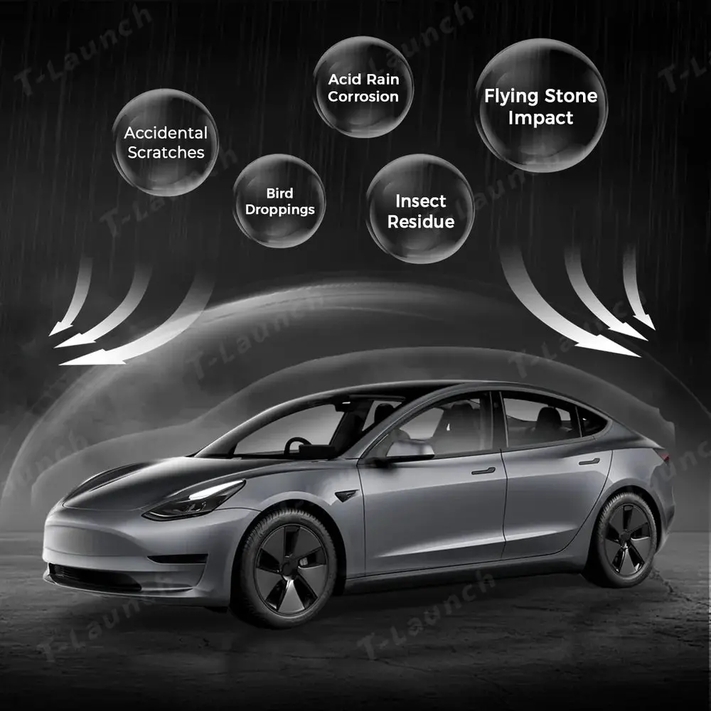 Glossy Tpu Invisible Full Car Paint Protection Film (Ppf) For Tesla Model 3 (2020-2023) 2