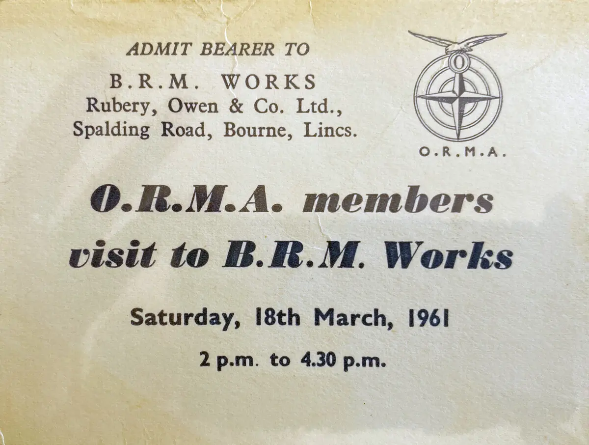 Brm -Orma - Works Tour Ticket 1