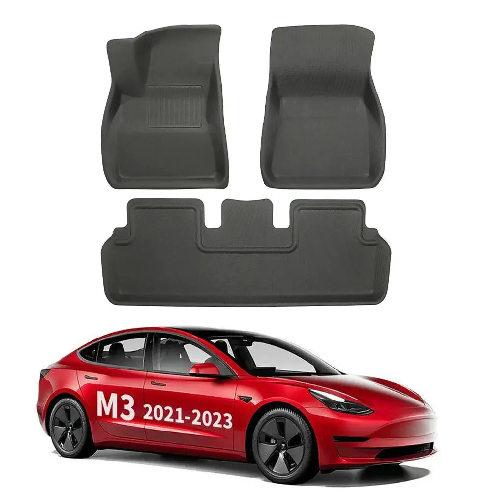 All Weather Xpe Interior Floor Mats Cargo Liners Set For 2021-2023 Tesla Model 3 1