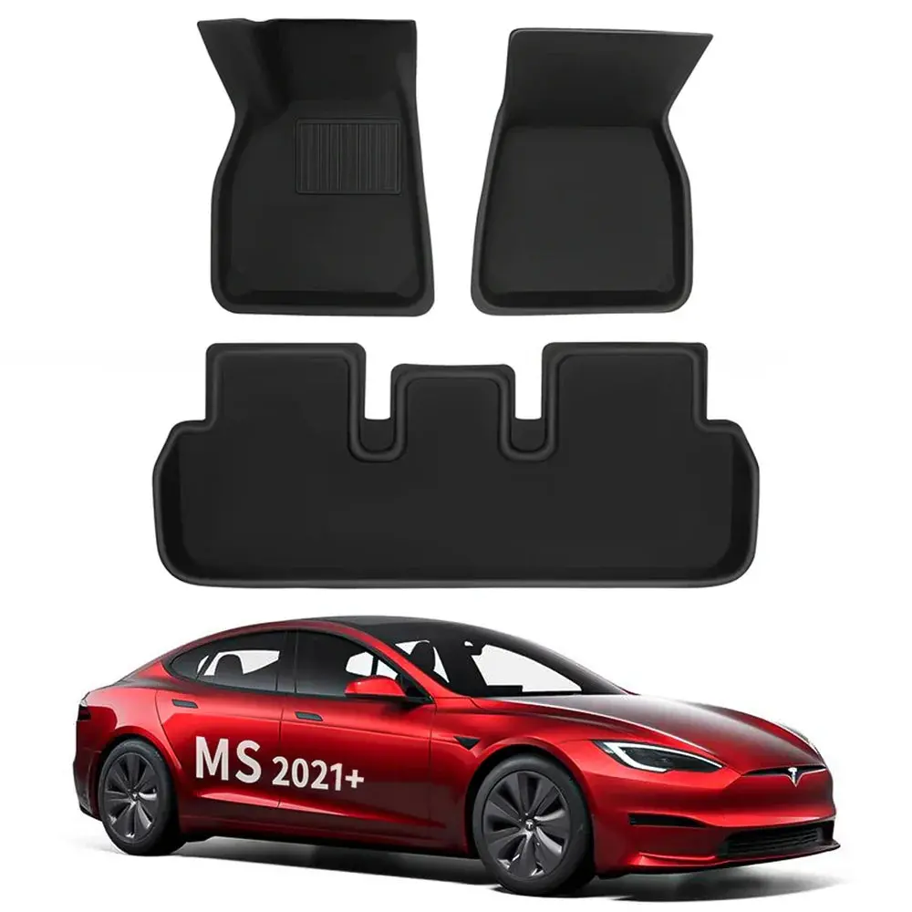 All Weather Xpe Interior Floor Mats Cargo Liners Set For Tesla 2021+ Model S 1