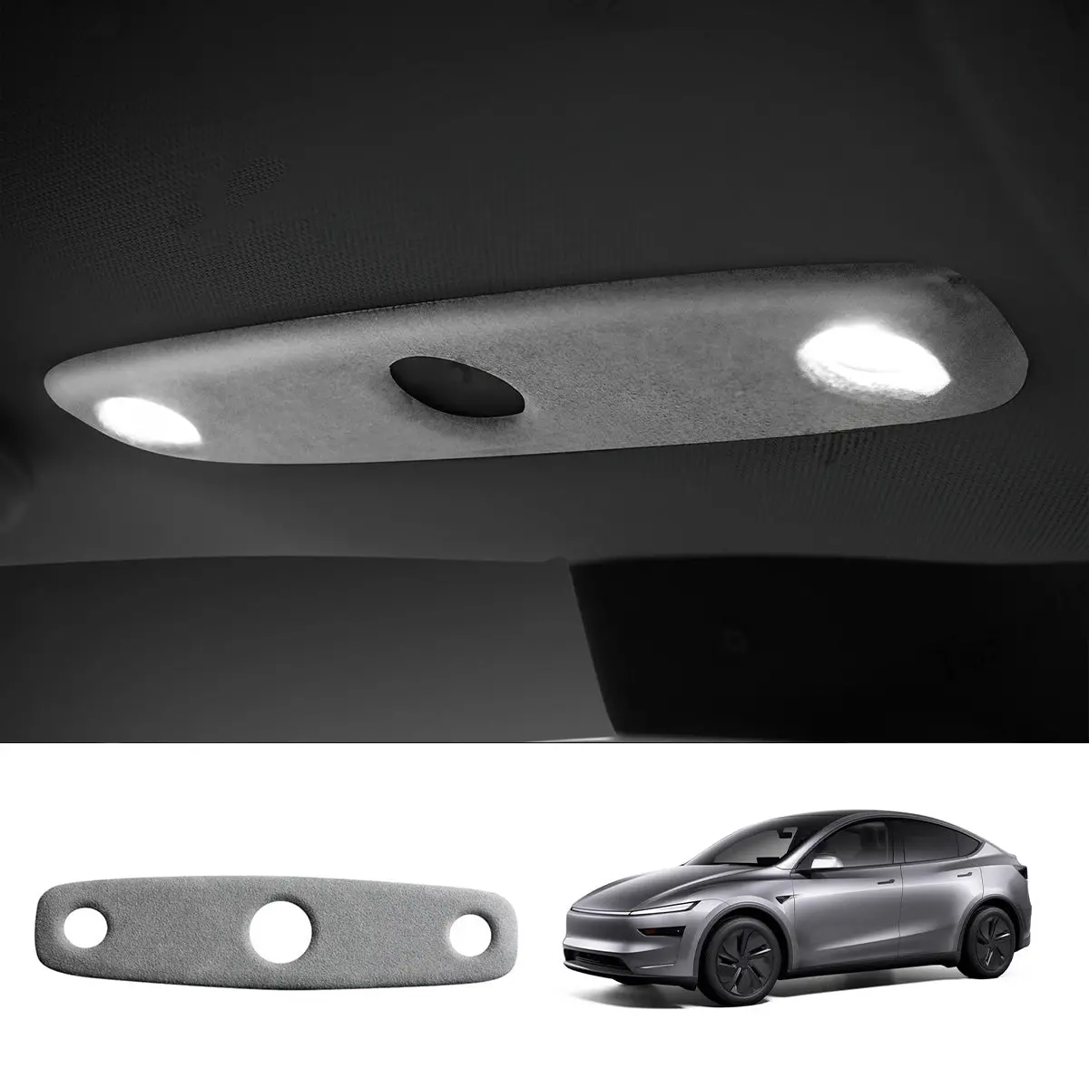 Alcantara Front Reading Light Cover For Tesla Model Y Juniper 2025+ 1