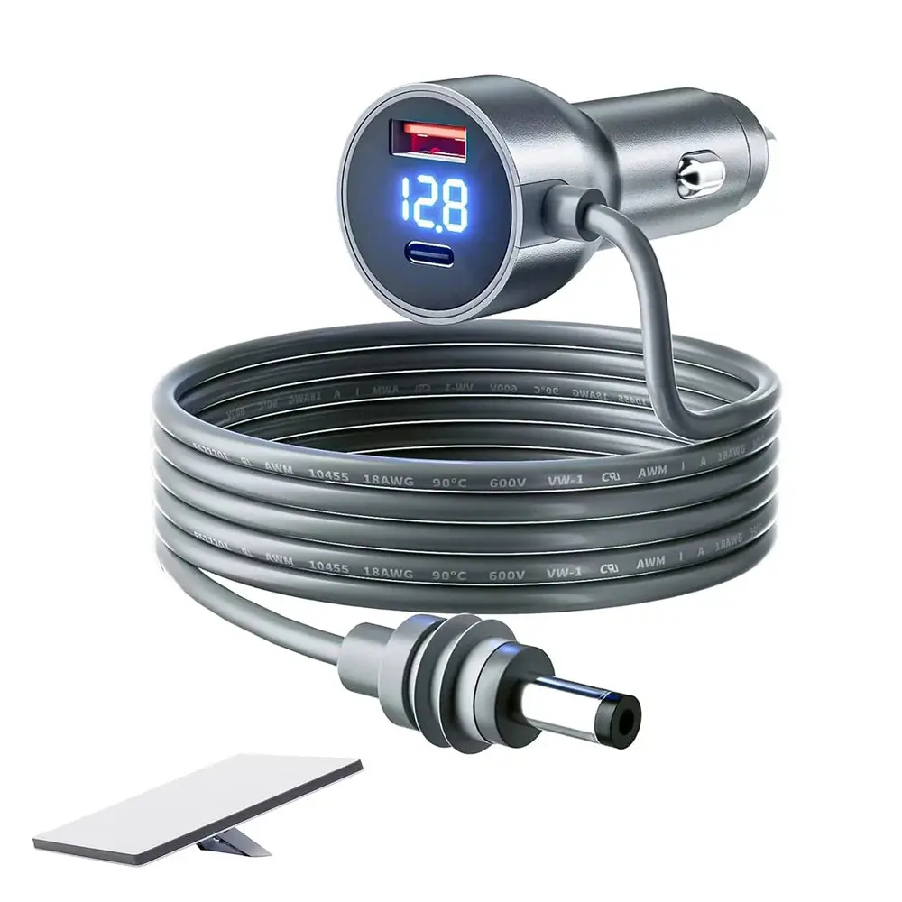 Car Cigarette Lighter Dc Power Cable With Digital Voltage Display For Starlink Mini 1