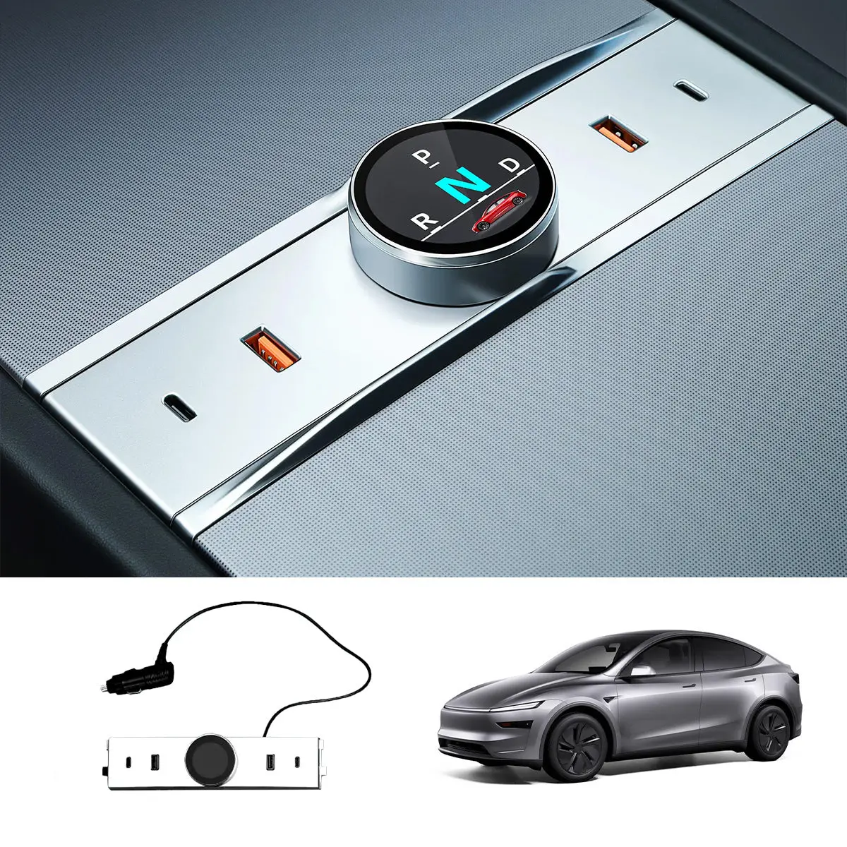 Smart Rotating Gear Shift Dock Usb Hub For Tesla Model Y Juniper 2025+ 1