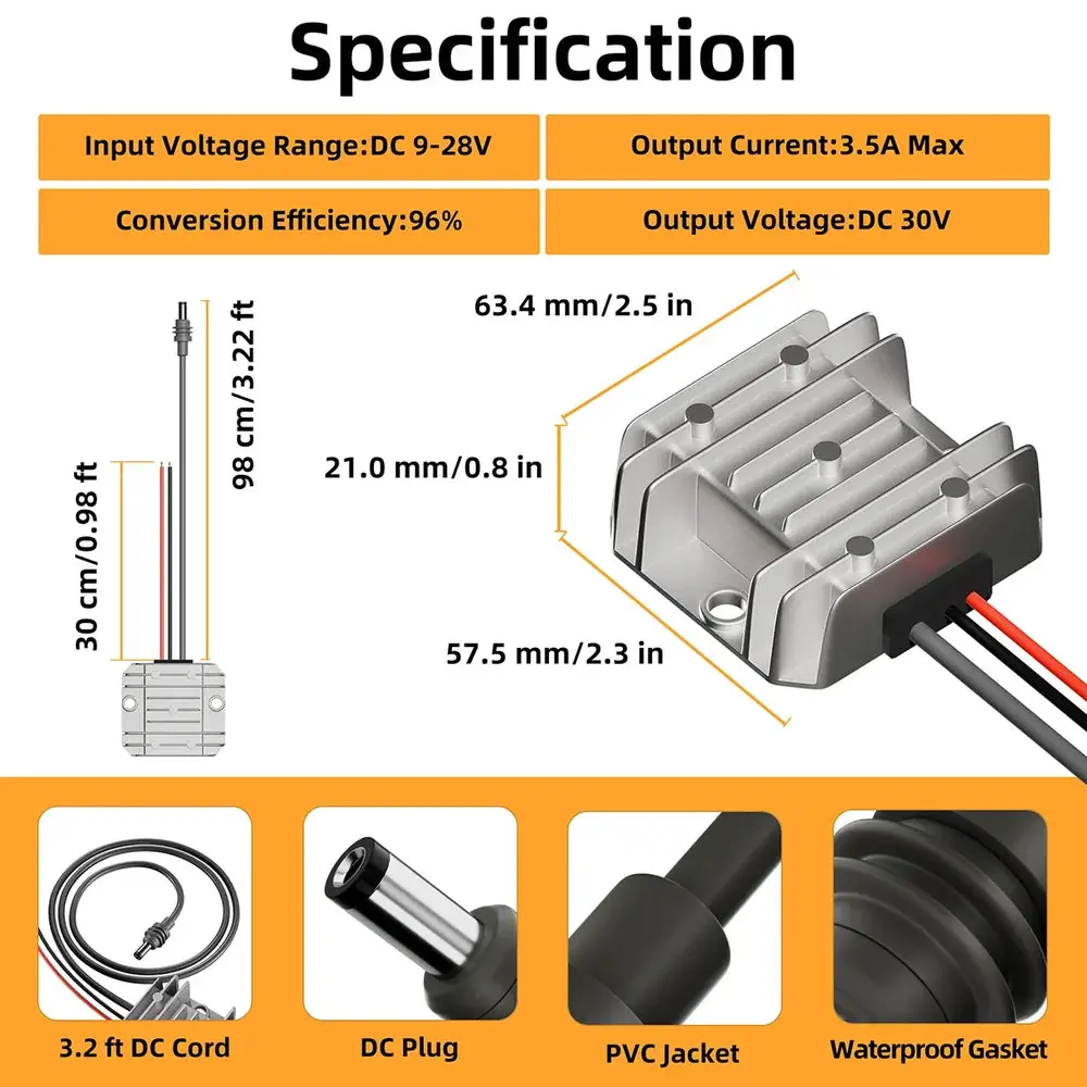 12V/24V To 30V Power Supply Adapter With Dc Plug For Starlink Mini 2