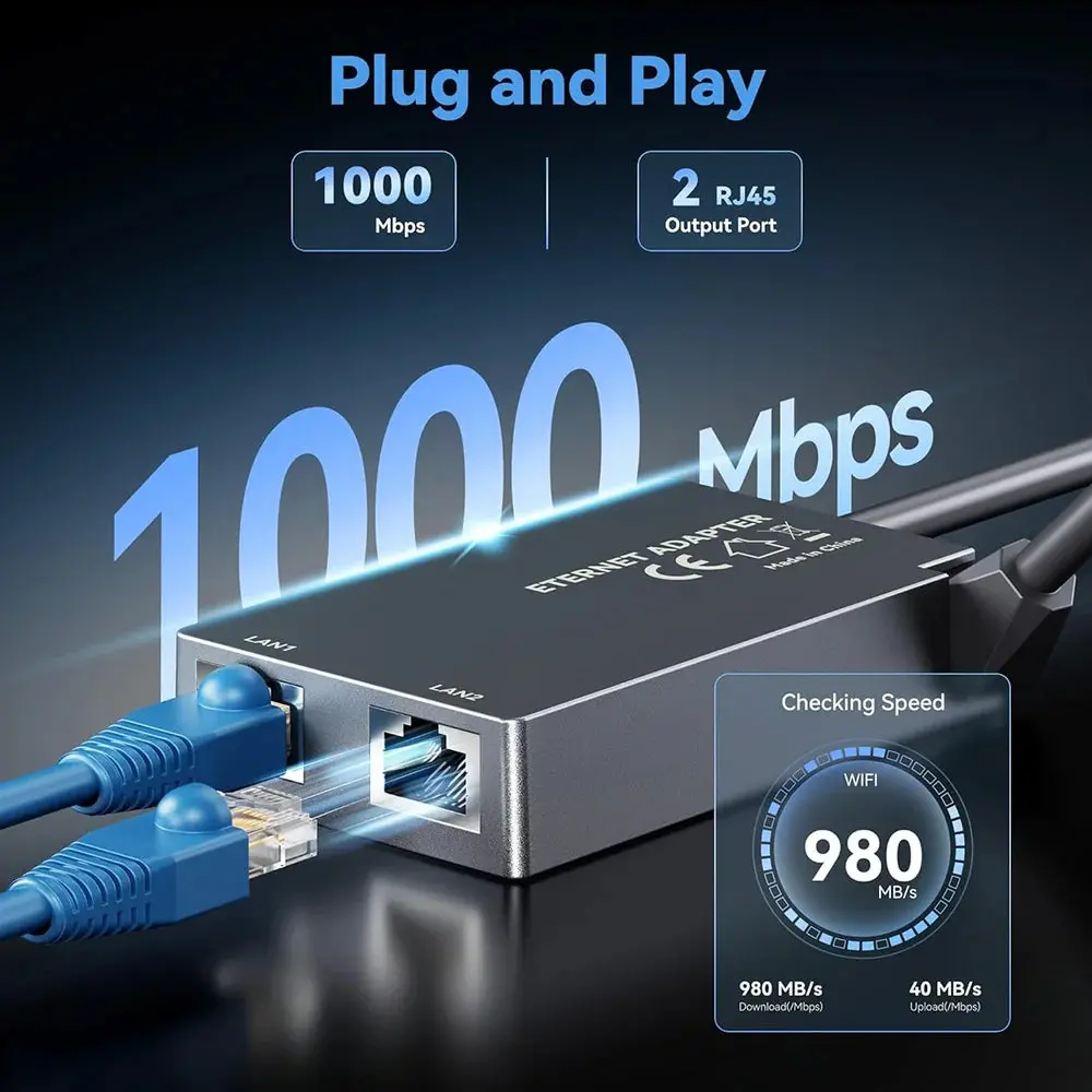 Dual-Port Ethernet Adapter For Starlink Gen 2 – Dual Rj45 Wired Connections 2